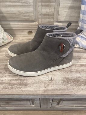 L.L. Bean Gray Quilted-Collar Chukka Booties with White Sole